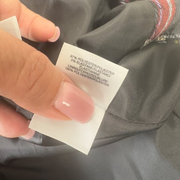 Nine West Womens Plaid Button-Up Coat Size 12 Black/Red/Yellow - Picture 12 of 12